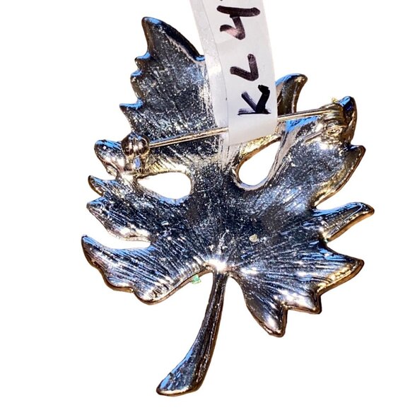 Sparkly Autumn Leaf Brooch - Glittery Gold & Silver Pin For The Leaf Lover In Yo - Picture 3 of 3